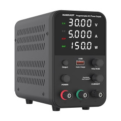 Laboratory Power Supply Unit, 0-30 V, 0-5 A, DC Adjustable Power Supply with 4-Digit LED Display, Encoder Adjustment Knob and Output Switch