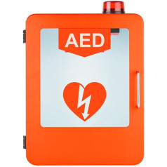 AED-Defibrillator-Aufbewahrungsschrank, an der Wand montierter Erste-Hilfe-AED-Schrank aus Kunststoff, Herz-Defibrillations-Alarmbox, Trennwandposition einstellbar un Doppelschaltersteuerung oranžs