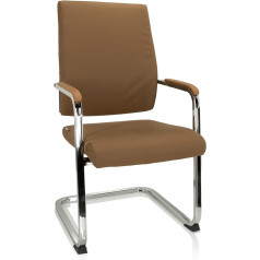 hjh OFFICE Sapri 729422 Cantilever Chair Imitation Leather with Armrests Padded Brown