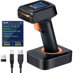 Tera 2D HW006 Barcode Scanner Wireless QR Code Scanner with Bluetooth Time Display Screen Battery Indicator Charging Station Patent Number 90078251950003