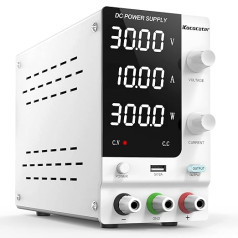 IKococater DC Adjustable Power Supply 0-30 V / 0-10A, 32 V 10 A Laboratory Power Supply with 4-Digit LED Display
