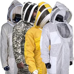 Beekeeping Ventilation Suit with Removable VauxurbanSbee Beekeeping Suit Jacket 3 Layers with Round and Fancy Hat Protection for Professional Beekeepers (XL, Beige)