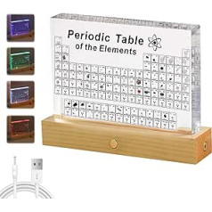 Periodiskā tabula Btstil ar reāliem elementiem, Periodiskā akrila 83 elementu tabula, Paraugi Periodiskās tabulas displejs Dāvana skolēniem Skolotājiem Bērniem Studentu Amatniecības dekorēšana (A)