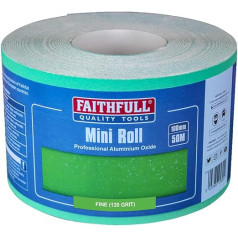 Faithfull AR100120G alumīnija oksīda papīra rullis, 100 x 50 m, 120 g — zaļš