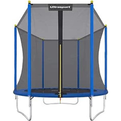 Ultrasport Uni-Jump Gartentrampolin, Ø 183-460cm, TÜV Rheinland +GS geprüft, Kindertrampolin, Komplettset mit Sprungmatte, Sicherheitsnetz, Verzinkten Federn, Gepolsterte Netzpfosten und Randabdeckung