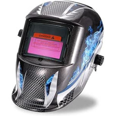 SUNJULY Automatic Welding Helmet, Fully Automatic Welding Helmets Automatic Darkening Solar Welding Mask Large Field of View for Applications for Welding Work in Construction Industry