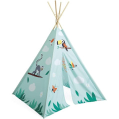 Janod - Tropik Children's Teepee - Nursery Decoration - Height 160 cm - Transport Bag Included - FSC Certified - Watercolour - From 2 Years, J08263