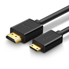 HDMI uz mini HDMI adaptera kabelis 2.0v 4K 60Hz 30AWG 1.5m melns