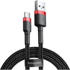 Izturīgs elastīgs kabelis USB kabelis USB-C QC3.0 3A 1M melns un sarkans