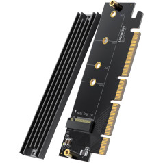 PCIe 4.0 x16 līdz M.2 NVMe M-Key adaptera paplašināšanas karte melna