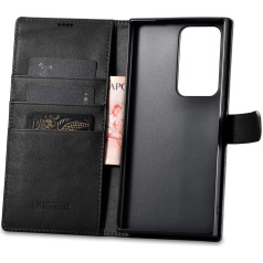 Icarer Кожаный чехол-кошелек для Samsung Galaxy S23 Ultra Wallet Case, черный