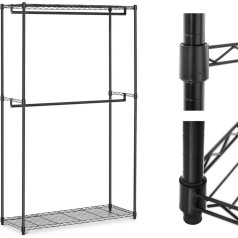 Stiepļu statīvs drēbēm pie garderobes skapja 2 plaukti 2 pakaramie 120 x 45 x 199,5 cm līdz 200 kg