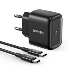 USB-C 25W PD tālruņa lādētājs + 2m melns USB-C kabelis