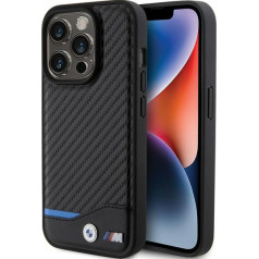 BMW PU Carbon Case Aizmugurējais Apvalks Priekš Apple iPhone 15 Pro