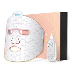 Iborria LED Face Mask with Red Light Therapy, LED Mask Light Therapy for Face and Skin, 3 Colours with Near Infrared Light, Care Device and Beautiful for All Skin Types, at Home (White)