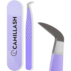 Cl Camillash Fiber Tip Eyelash Tweezers for Eyelash Extension Tweezers Professional Artist Tech Work Kit Best Volume Eyelash Extensions Pink Tweezers Precision Accessories (Purple)