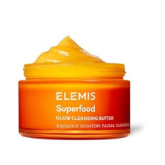 Elemis Superfood AHA Glow Cleansing Butter, Sejas tīrīšanas līdzeklis bez sulfātiem balināšanai, Sejas tīrīšanas balzams veselīgai, dziļi attīrošs sviesta balzams barojošai ādai, 90 ml