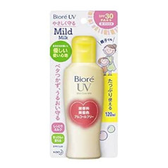 Biore Sarasara UV Mild Care Milk sauļošanās krēms 120 ml SPF28 PA++ sejai un ķermenim (Japānas imports)