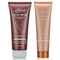 E'lifexir Elifexir 2 Pack Cacao Sense + Color Dren Reducing Creams Ķermeņa skrubis nostiprinošs un nostiprinošs kāju grims palīdz iedegt ādu 200 ml 150 ml