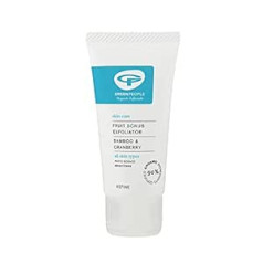 Green People Fruit Scrub Pīlings, 50 ml | Dabisks un organisks sejas pīlings | Maigs sejas pīlings sausai/taukainai/jauktai ādai | Nesatur parabēnus un etanolu | Bez cietsirdības un vegānisks