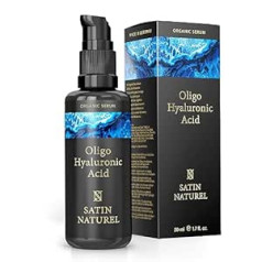 Satinnaturel Hialuronskābes serums High Dose 50 ml - (Oligo) Hialuronskābe - 100% vegāns un organisks - Hialuronskābes serums - Sejas serums vīriešiem un sievietēm - Pretnovecošanās serums un pretgrumbu - Sejas kopšana Satin Natural