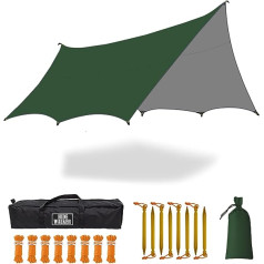 5 x 5 m Large Camping Tarp Waterproof Tent Tarp Octagon Hammock Tarp Rain Tarp Picnic Tent Mat Outdoor Survival Equipment