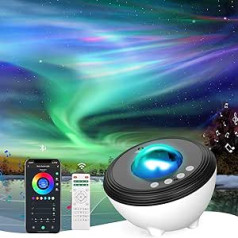 Aurora LED Starry Sky projektors Galaxy Night Light Starlight projektors bērniem pieaugušajiem Planetārija projektors ar mūzikas skaļruni, skaņas iekārtu, tālvadības pulti/lietotni/balss vadību, 48 krāsas