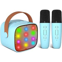 BONAOK Микрофон Караоке-игрушка 2 микрофона, караоке-машины Bluetooth для детей и взрослых, микрофон для караоке-плеера для зарядки, детская электронная игрушка (синий)