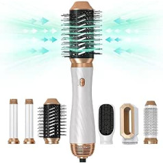 6 in 1 Haarstyler komplekts, Air Styler mit Warmluftbürste,Rundbürstenföhn, Airflow Lockenstab Automatisch, Haarglätter Bürste, für Trocknen, Glätten, Volumen, Locken