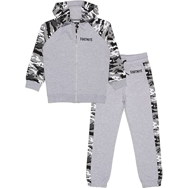 Fortnite Children's Hoodie and Joggers Set 128-182 Official Merchandise, Heather Grey, 8 Jahre