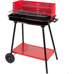 Aktive 52898 - Charcoal Barbecue Rectangular 66 x 44 x 85 cm | 4 Heights Adjustable | Surface for 6 People | 2 Wheels for Easy Transport | Ash Tray