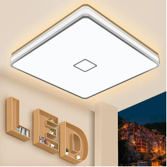 Airand griestu lampa LED griestu gaisma vannas istabai 24 W 2050 LM vannas istabas lampa spilgta IP44 ūdensizturīga kvadrātveida vannas istabas lampa 3000 K silta balta moderna griestu lampa guļamistabai virtuvei balkons pagrabs gaitenis