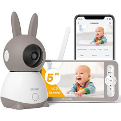 ieGeek Baby Monitor ar kameru [2 / 2 / 2 x 10 cm, WiFi video bērnu monitors PTZ 355°, IR nakts redzamība, automātiska izsekošana, raudāšana/kustību/trokšņu noteikšana, atbalsta mobilo lietotņu vadību