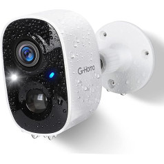 G-Homa āra novērošanas kameras akumulators, bezvadu novērošanas kamera ārā/iekštelpās ar krāsainu nakts redzamību, AI PIR kustības noteikšanu, mākoņa/SD krātuvi, ūdensizturīgs, divvirzienu audio
