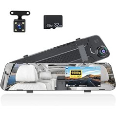 Hikity Dash Cam automašīnai priekšā un aizmugurē ar 32 GB SD karti ar divu objektīvu FHD 1080P 4,5 collu IPS ekrāna paneļa kameru, 150 ° platleņķi, nakts redzamību, G sensoru, parkošanās monitoru, cilpas ierakstīšanu