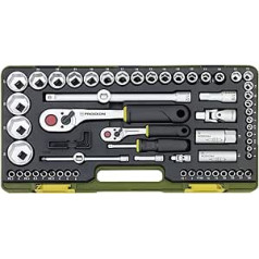 Proxxon 23286 Socket Spanner Set with Baton Ratchet 1/4 Inch and 1/2 Inch 65-Piece