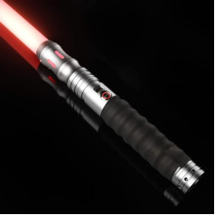 Duel Lightsabers Smooth Swing FX Lightsaber RGB 12 Colours Changeable Lightsaber - 12 Mode Sounds, Metal Handle H Lightsabers for Adults, Support for Real Heavy, Silver 44 Inches