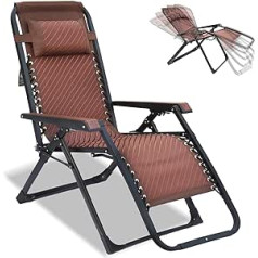 JHYCCDD Folding Sun Lounger/Garden Lounger/Portable Camping Deck Chair with Neck Support, Perfect for Camping, Garden, Balconies, Sunbathing (Folding Deck Chair - Brown)