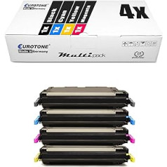 4 augstas kvalitātes Eurotone tonera kasetņu komplekts priekš HP Color Laserjet 3800 N DN DTN + CP3505 N DN X + 3800N 3800DN 3800DTN + CP3505N CP3505DN CP3505X - Q6 saderīgs ar Q0 Aizvietotājiem CP3505X - Q47an, lai Q0 melns +7 melns 2A Magenta