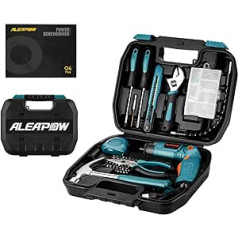 ALEAPOW 124-Piece Tool Box with 3.6 V Battery Screwdriver, Max. 4 Nm Cordless Screwdriver, Hand Tool Set with Storage Box, Practical Tool Box O4 Plus for DIY, Home Work, Repair