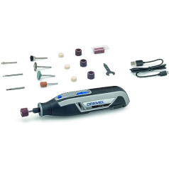 Dremel Lite 7760 Battery Multitool 3,6V, komplekts ar 15 piederumiem, maināms griešanās ātrums 8000 - 25000 RPM - grebšanai, gravēšanai, slīpēšanai, asināšanai, tīrīšanai, pulēšanai, slīpēšanai