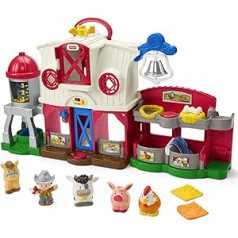 Fisher-Price Little People, kas rūpējas par dzīvniekiem. Lauku rotaļu komplekts ar viedajiem posmiem Mācību saturs maziem bērniem un pirmsskolas vecuma bērniem GLT78