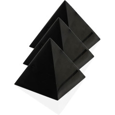 Heka Naturals Пирамида из полированного шунгита, черный кристаллический камень, набор из 3 | 10 см - Декоративные хрустальные камни для гостиной - П