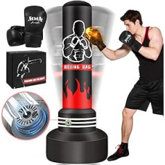 Boxing Bags Punch Bag Stand Adult 70 Inch Upgraded Self Inflatable Heavy with Boxing Gloves and Built-in Air Pump, Stand Kickboxing Bags for Training MMA Muay Thai Fitness Beginners