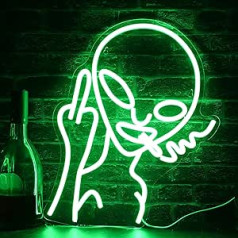 Alien Neon Sign, LED Neon Sign for Wall Decoration, Neon Light for Parties, Bars, Bedroom, Playroom, Christmas Decoration (Green Aliens)