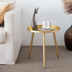 AOJEZOR Round End Table, Metal Side Table, Bedside Table/Small Tables for Living Room, Accent Tables Cheap, Side Table for Small Spaces (Gold)