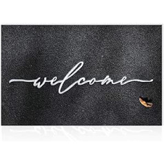 AAZZKANG Welcome Doormat Non-Slip Outdoor Indoor Door Mat Durable Ultra Absorb Mud Easy to Clean Front Door Entrance Rug Black