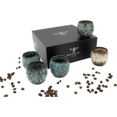 Pheniox Tibet espresso krūzīšu komplekts – 5 x 100 ml – Kvalitatīvas porcelāna tējas krūzes – Espresso/Mocha – Bez roktura – Trauku mazgājamajā mašīnā drošas garšvielu krūzes – Dāvana mūsdienīgā dizainā