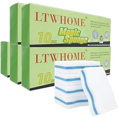 LTWHOME Magic Two Side Wave Type Melamine High Pressure High Temperature Sponge 100 x 60 x 25 mm (Pack of 50)