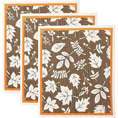 DII Swedish Tea Towels for Kitchen & Cleaning Reusable, Machine Washable and Dishwasher Safe, Biodegradable, Cotton, It's Fall Y'all, 7.75 x 6.75, 3